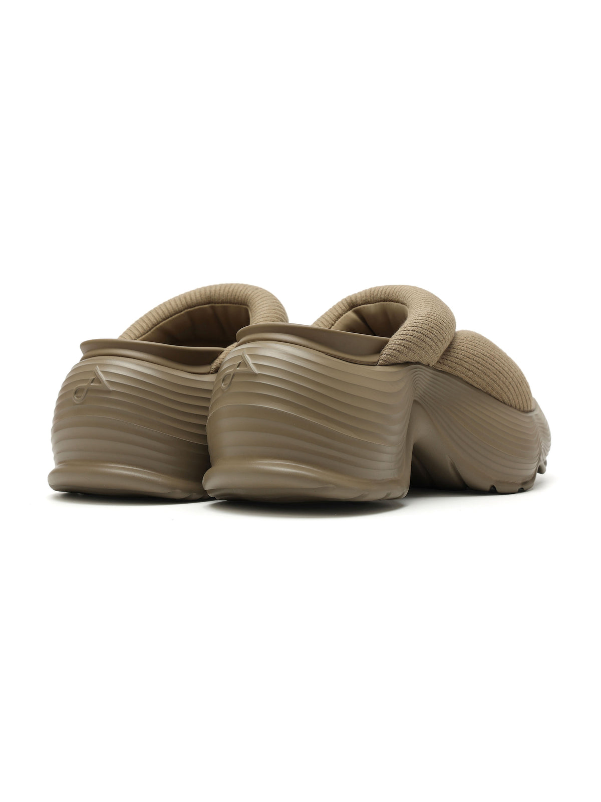 OREA Quilted Padded Platform Slides Khaki Brown