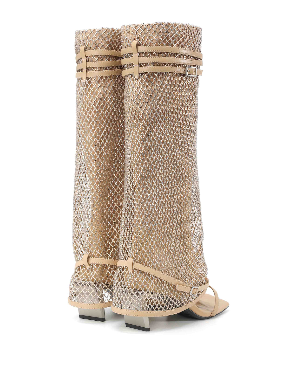 IDA Gewebte Zehenring-Kniehohe Stiefel Apricot Beige