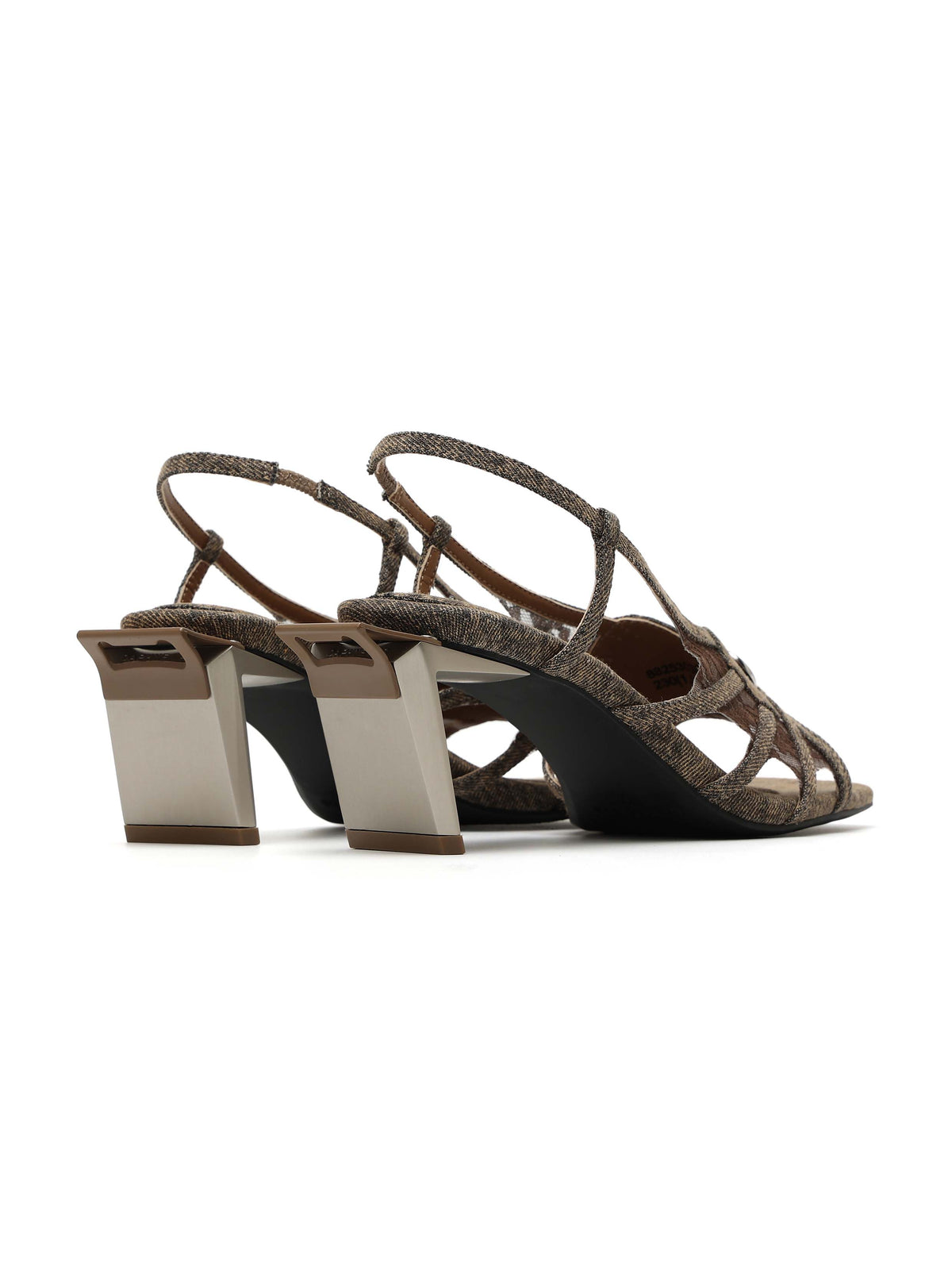 PHILOTES Lace Heart Opener Heel Sandals Mahogany Brown