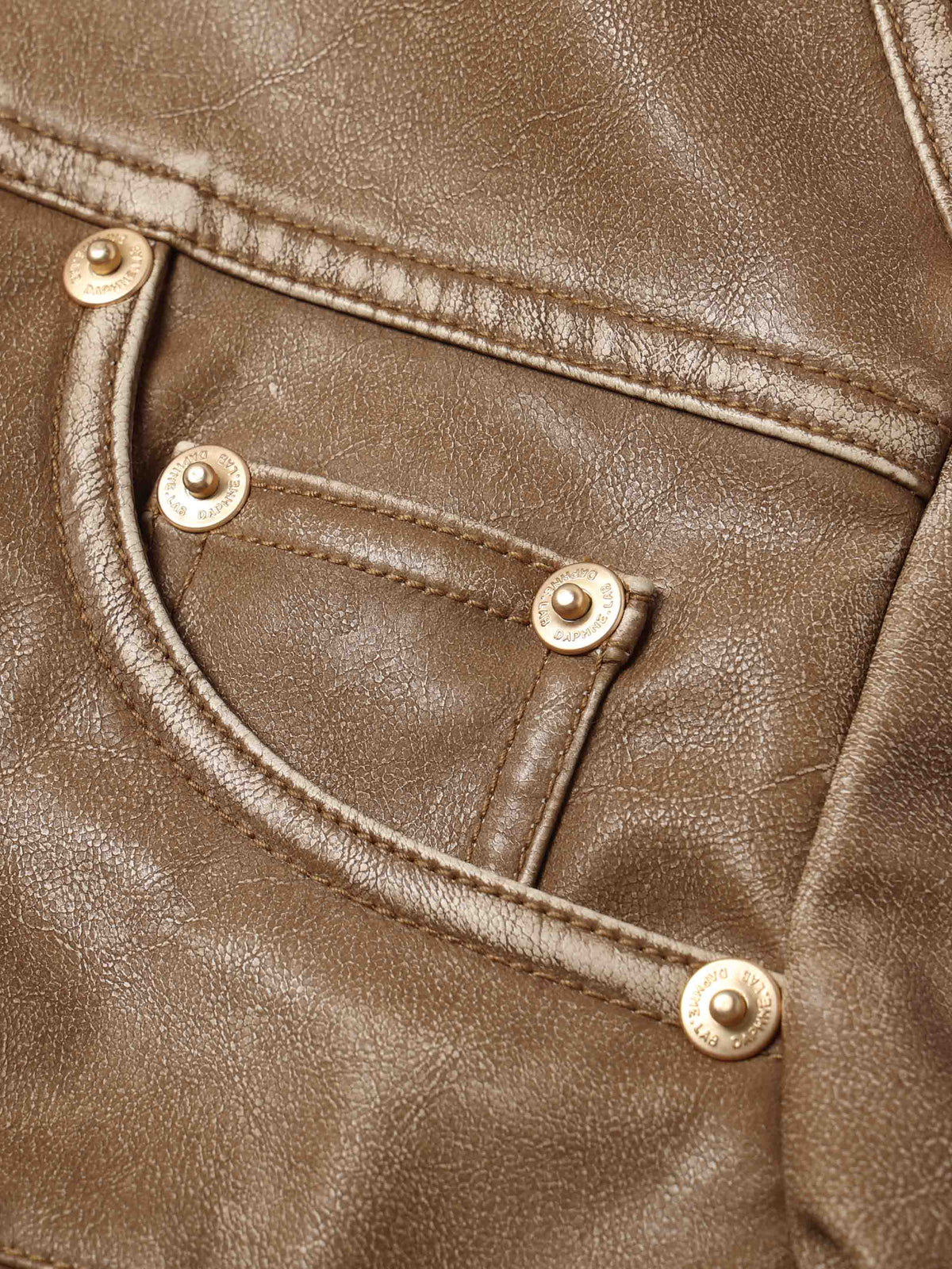 Vintage Washed Cropped Biker Jacket Light Brown
