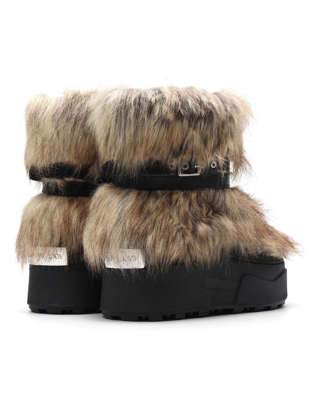 KHIONE Fur Platform Ankle Boots Brown