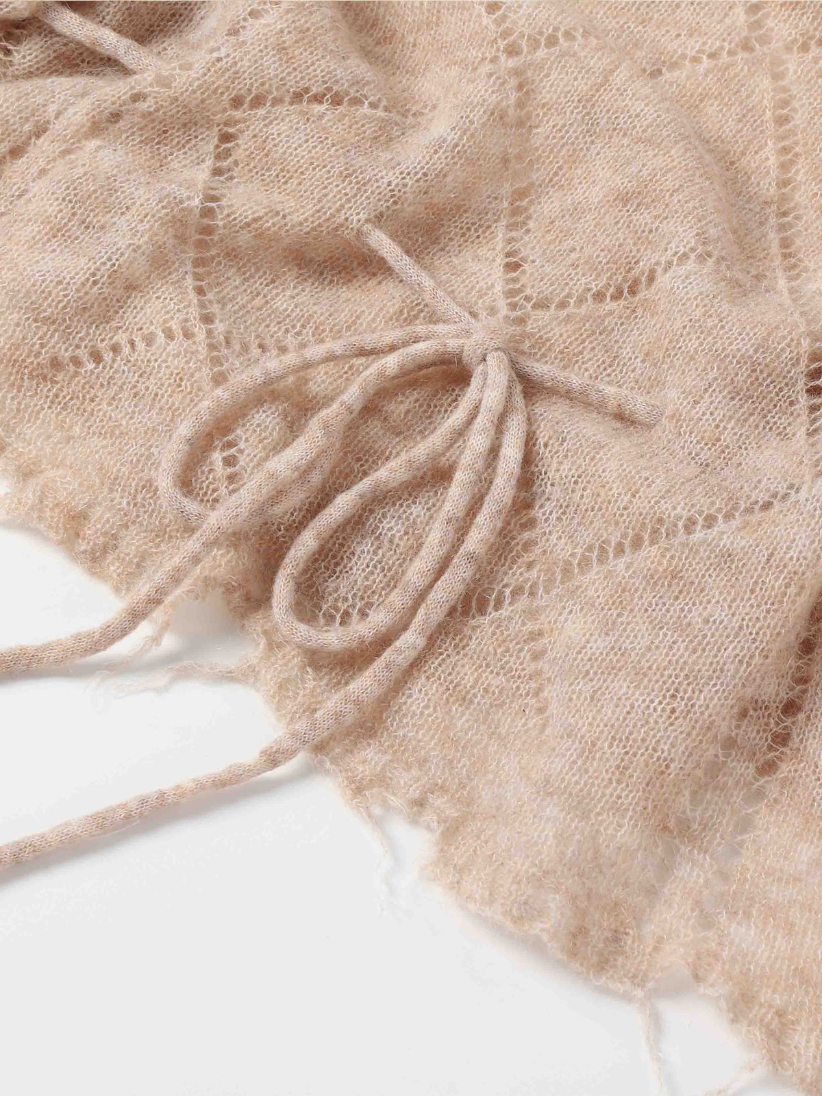 Asymmetric Off-Shoulder Mohair Knit Sweater Oat Beige