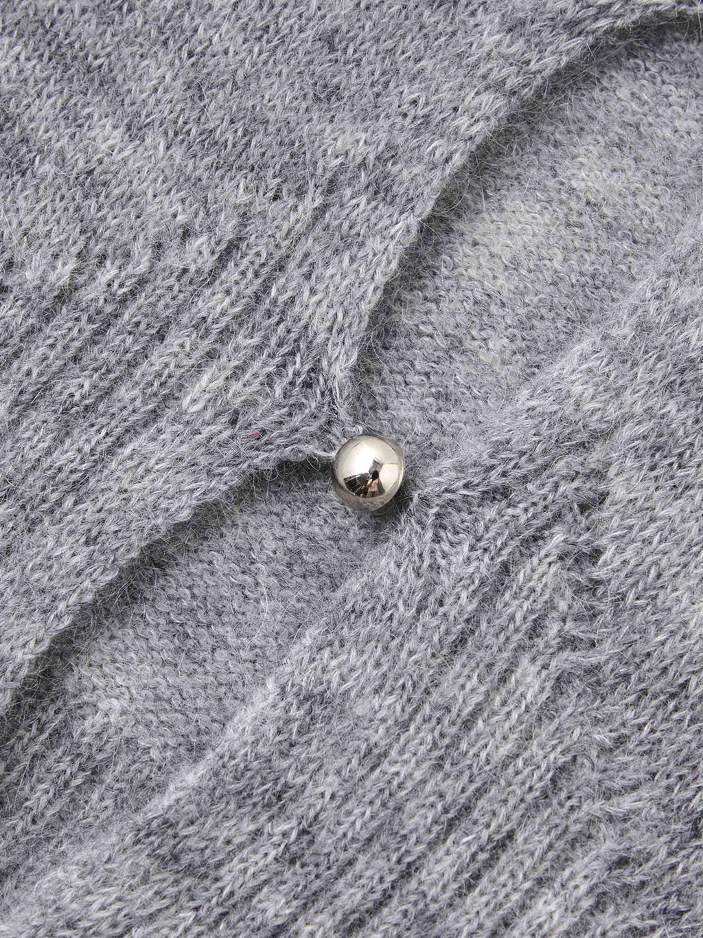 Mohair Cutout V-Neck Knit Cardigan Gray