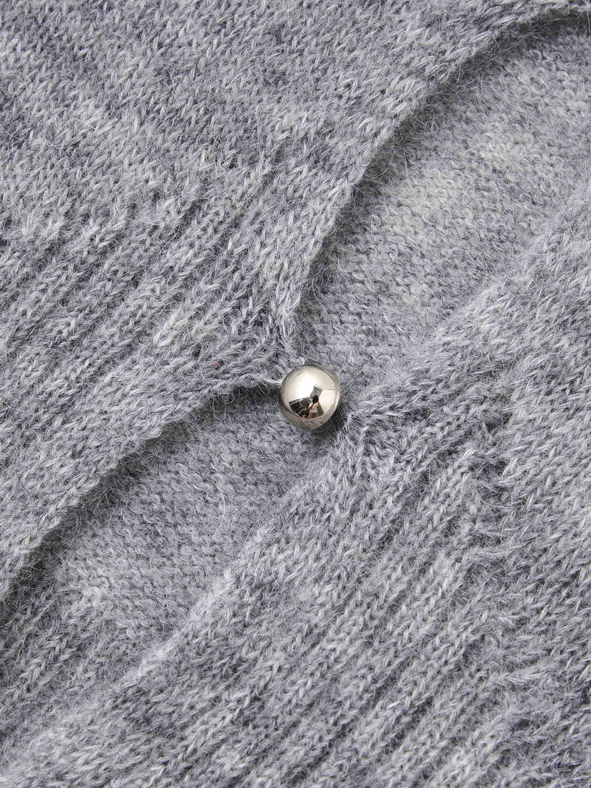 Mohair Cutout V-Neck Knit Cardigan Gray