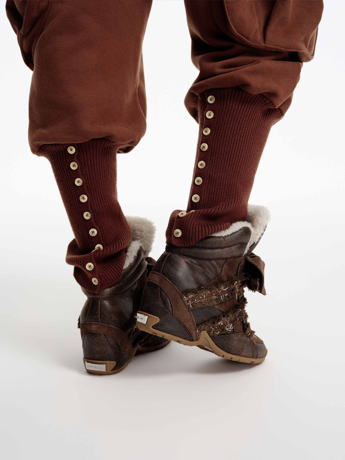 ARIADNE Distressed Wedge Sneakers Cocoa Brown