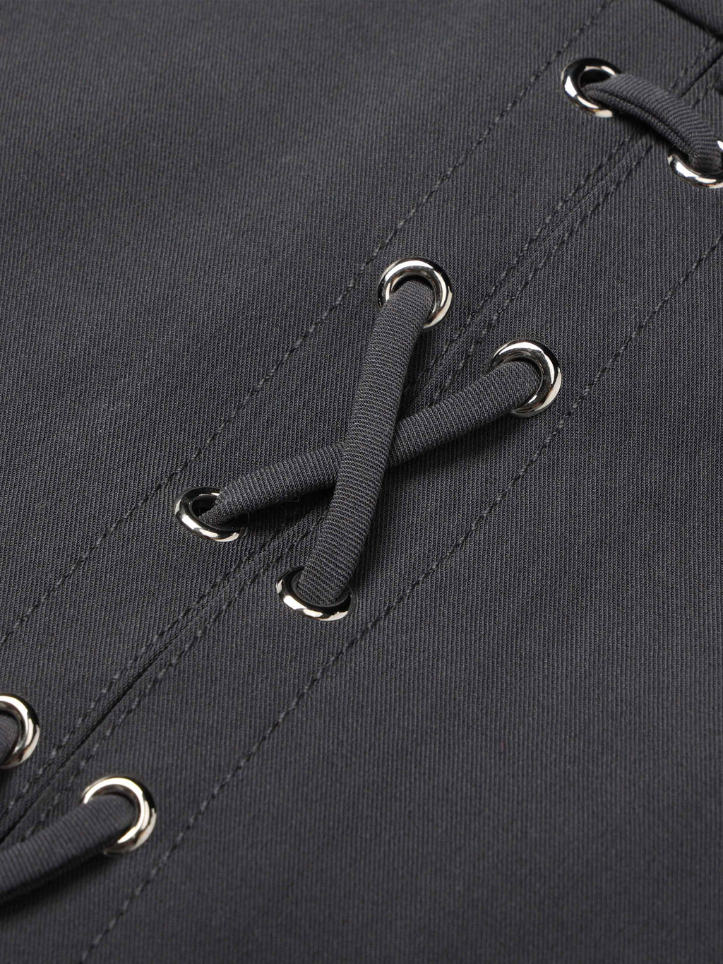 Lace-Up Micro Mini Skirt Charcoal Gray