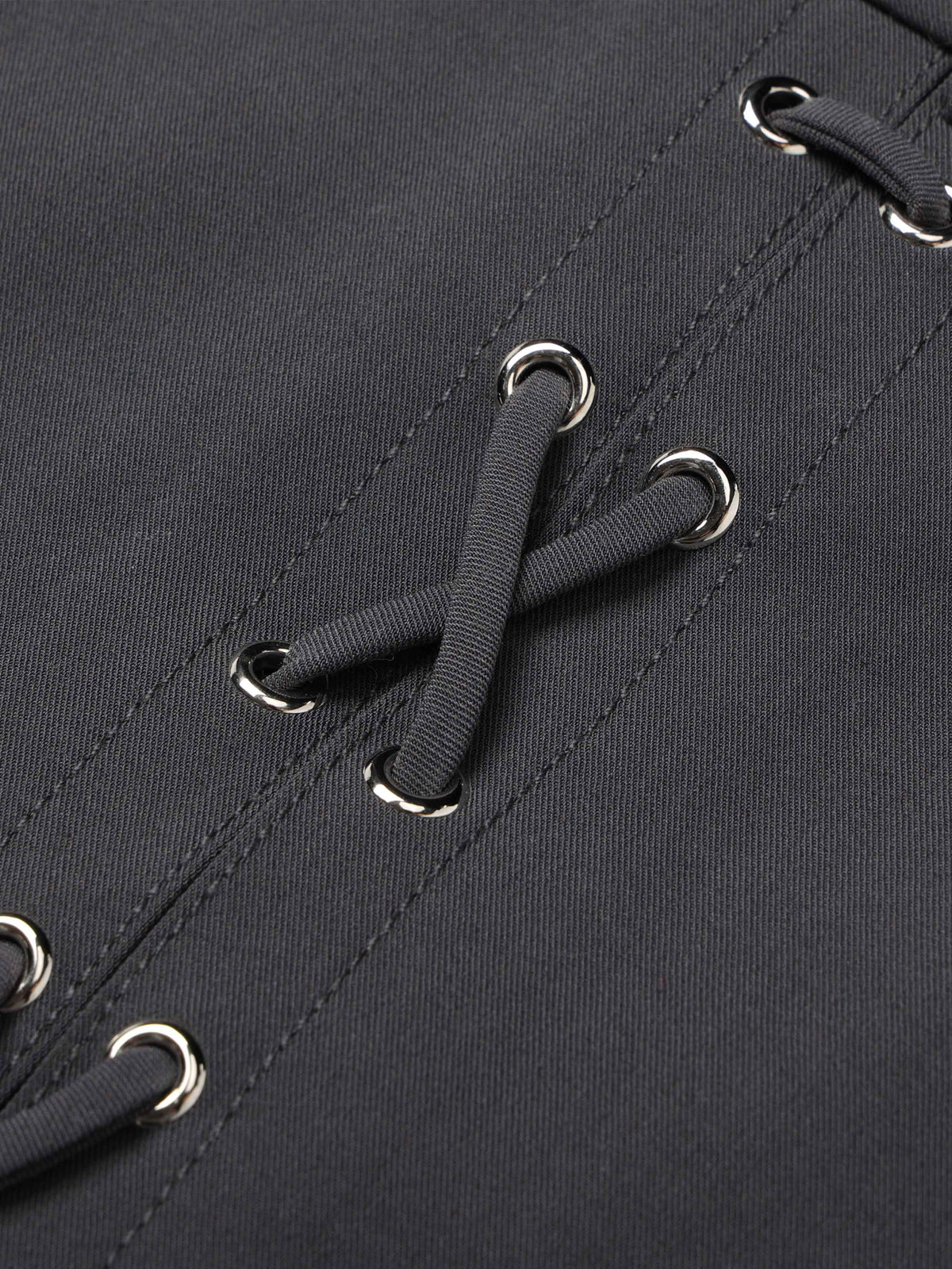Lace-Up Micro Mini Skirt Charcoal Gray