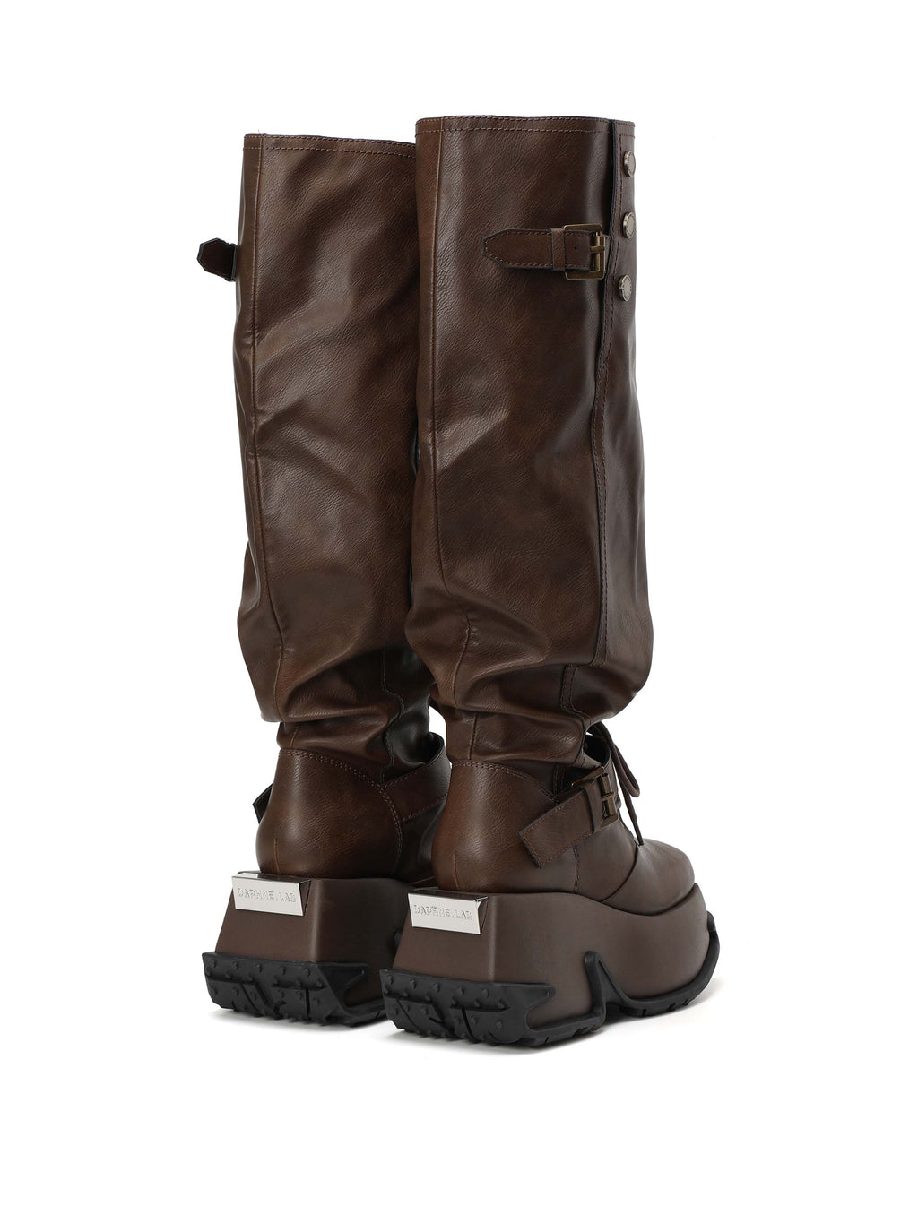ARTEMIS Sculptural Platform OTK Boots Cocoa Brown