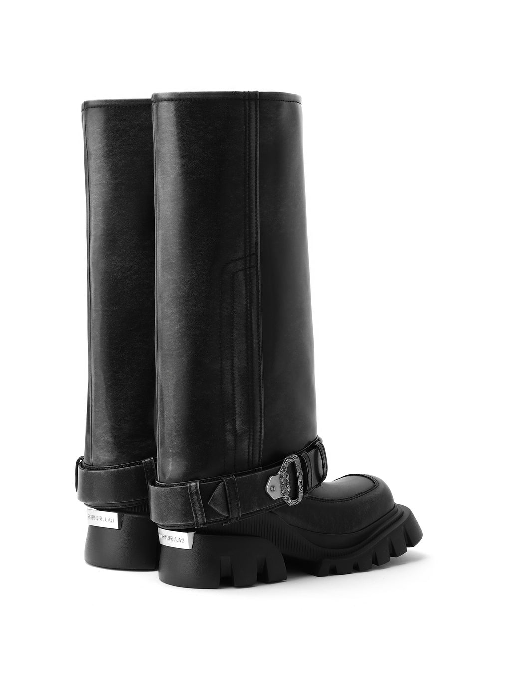 ENYO Gamaschen-Kniestiefel im Used-Look Schwarz