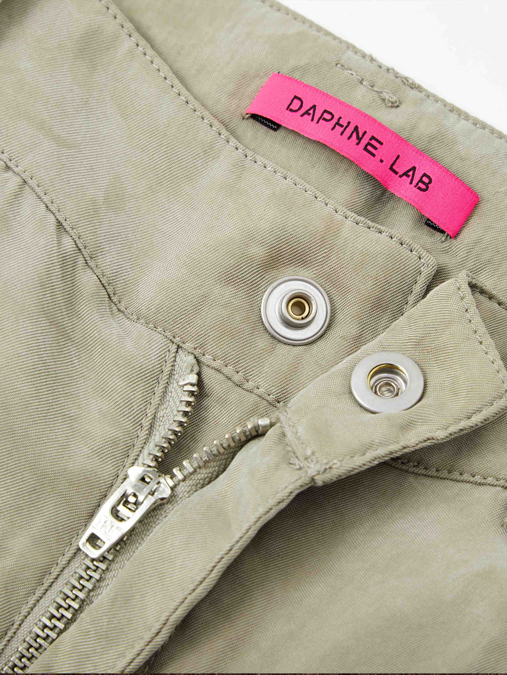 Cutout Buckle Straight-Leg Pants Sage Beige