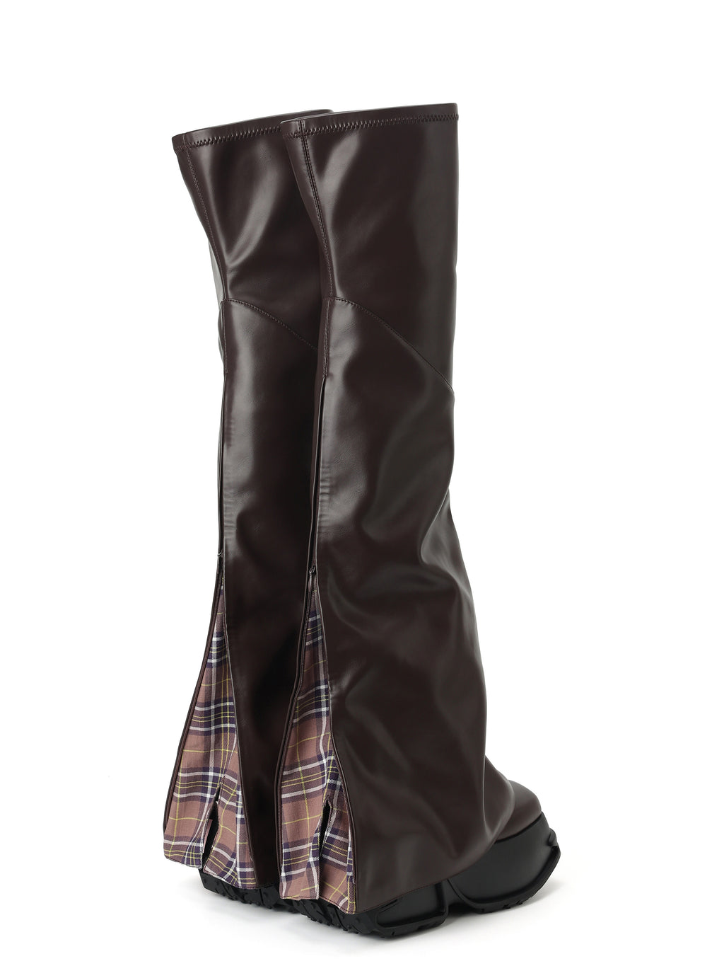 MOIRA Overknee-Stiefel mit Plateau und Karoeinsatz Schokoladenbraun