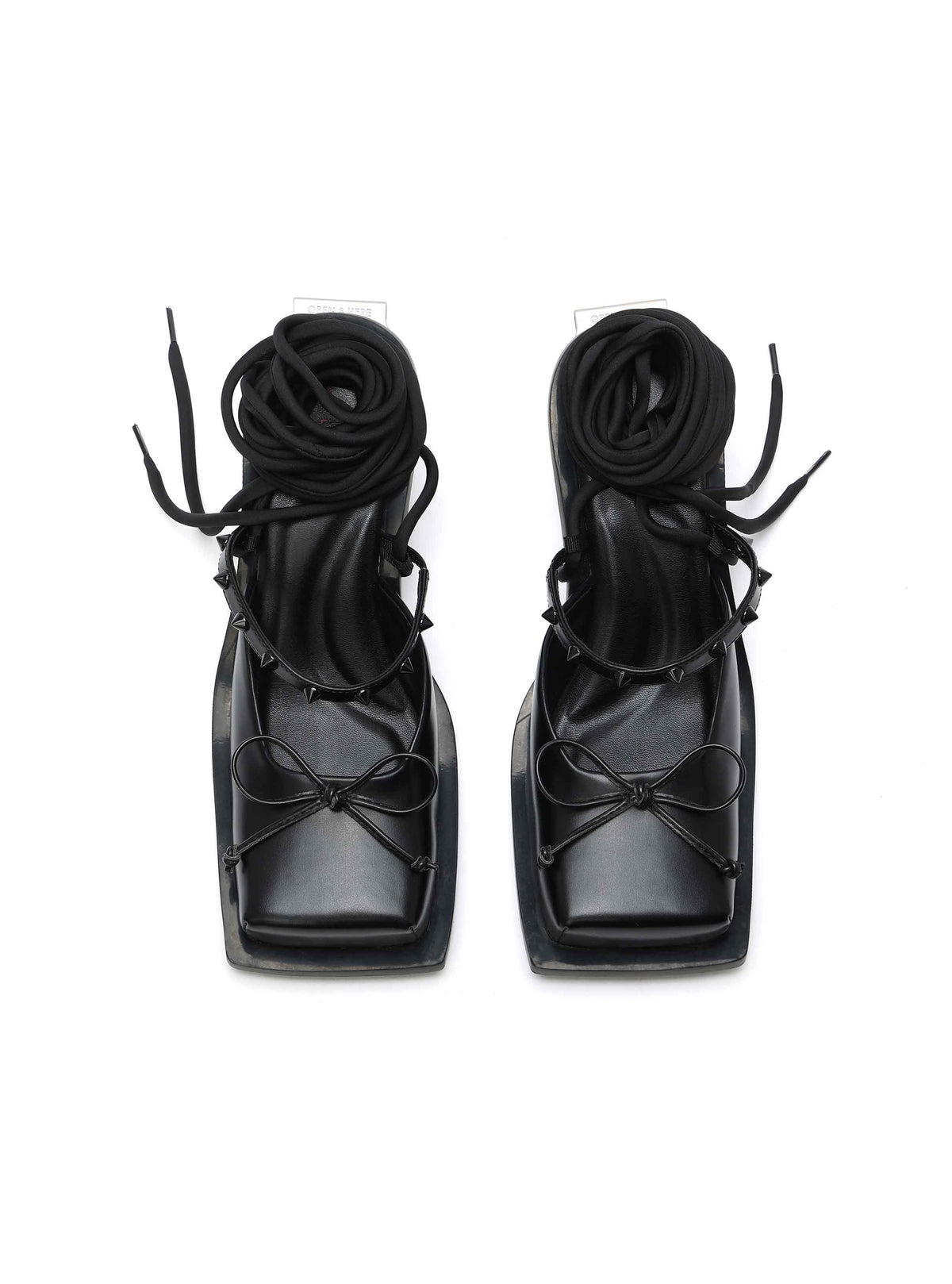 RHODANTHE Rose Lace-Up Mules Black