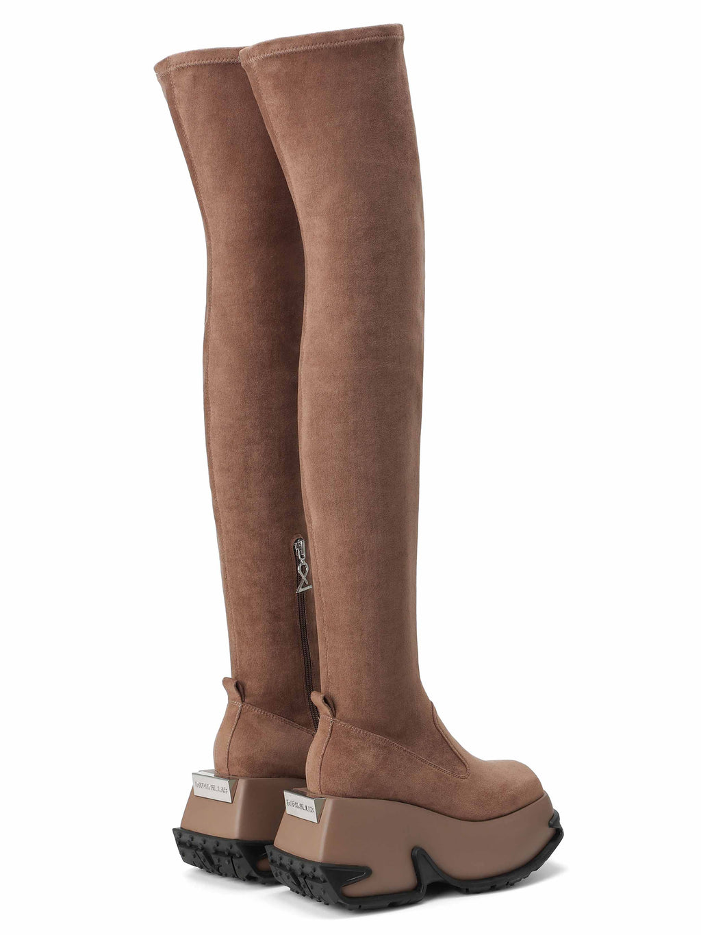 KLYMENE Overknee-Stiefel mit Keilabsatz Khakibraun