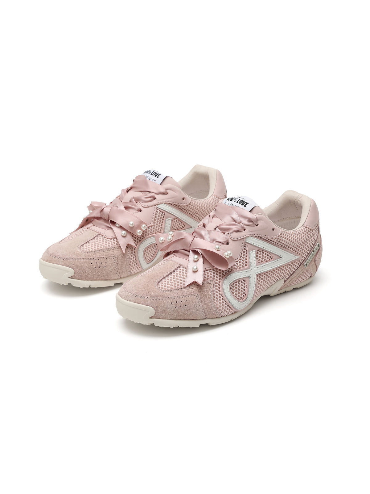 LETO Slim Mesh-Turnschuhe in Blassrosa