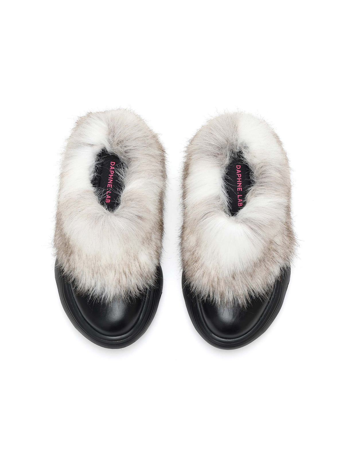 CALLISTO Fur Platform Clogs Black