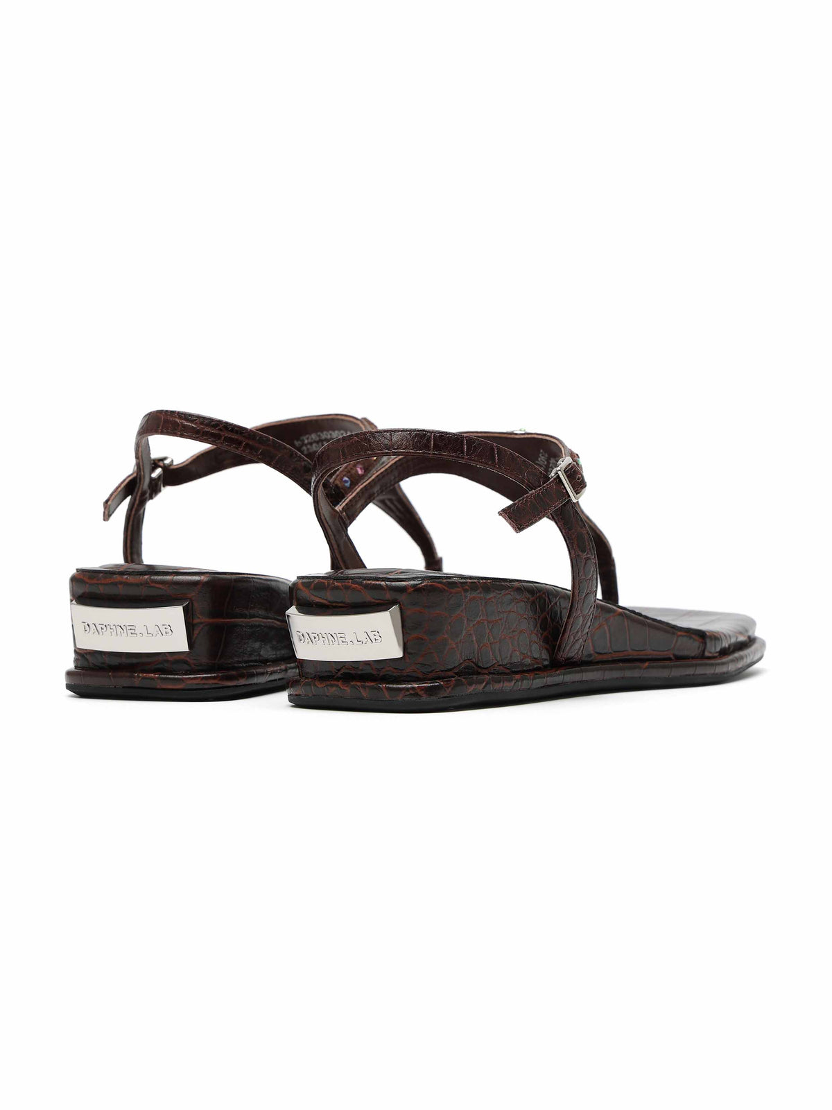 THEIA Crystal Ring Wedge Thong Sandals Brown