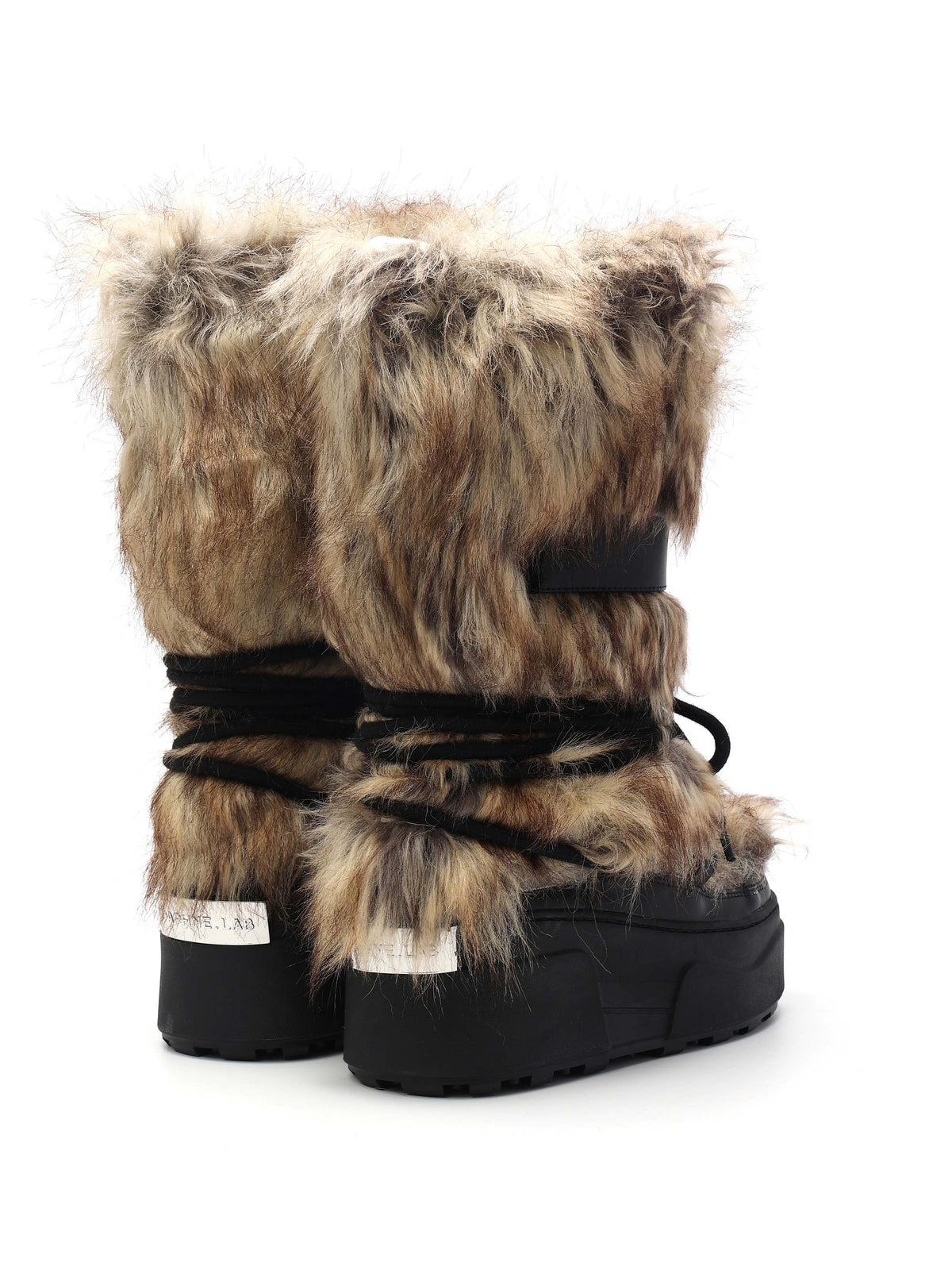 KHIONE Fur Platform High Ankle Boots Brown