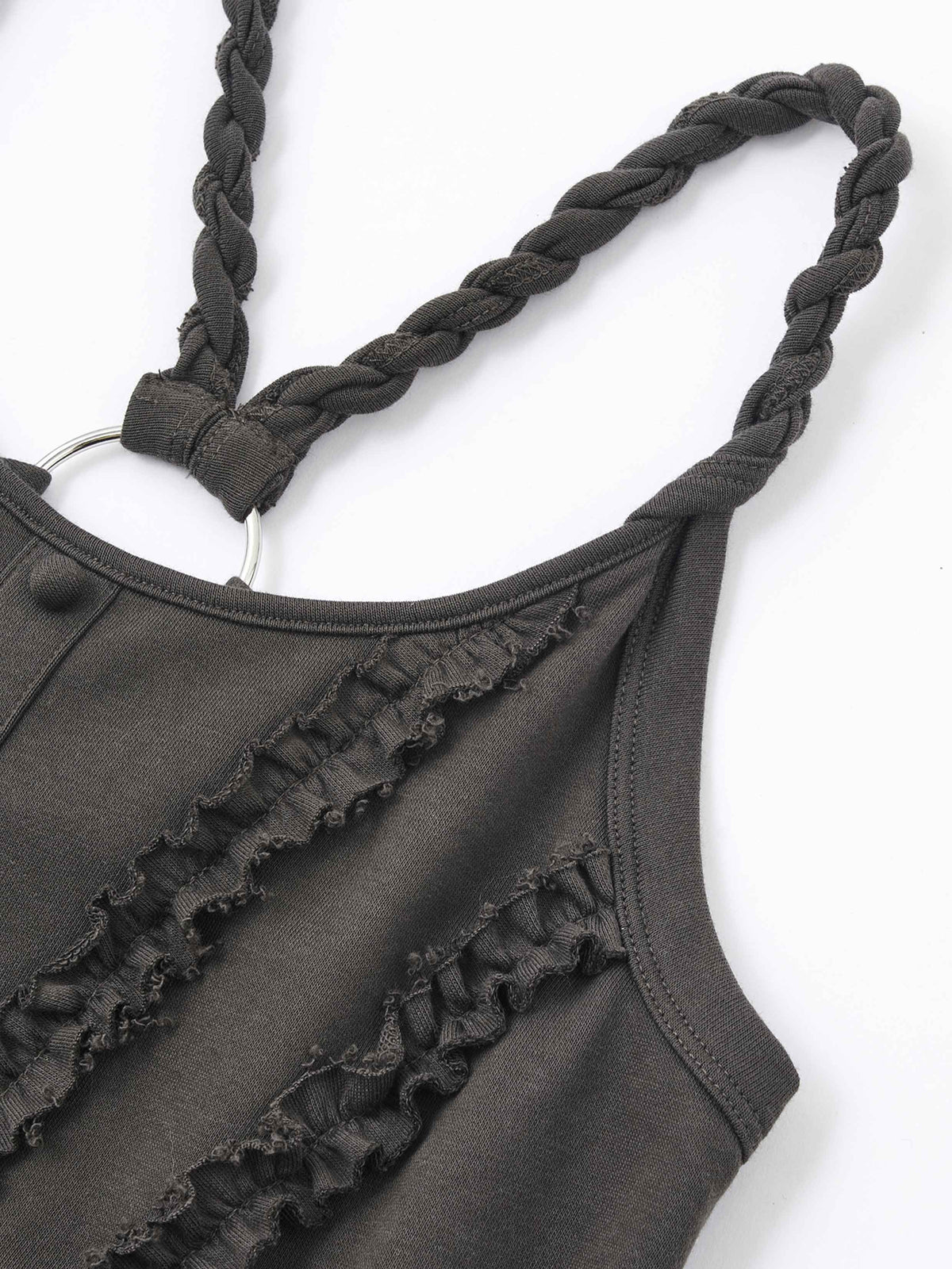 Fringe Cami Dress Set Espresso Brown