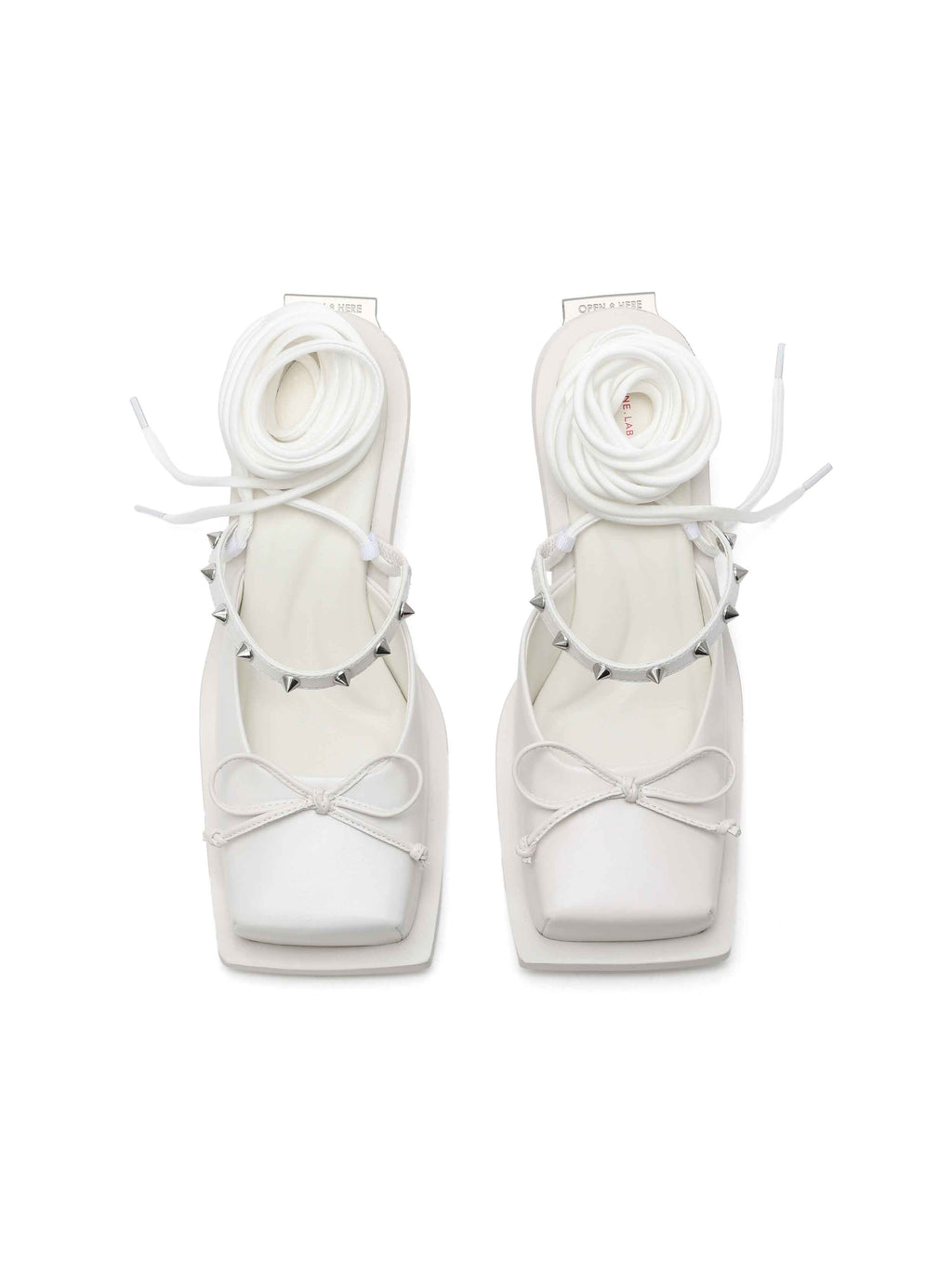 RHODANTHE Rose Lace-Up Mules White
