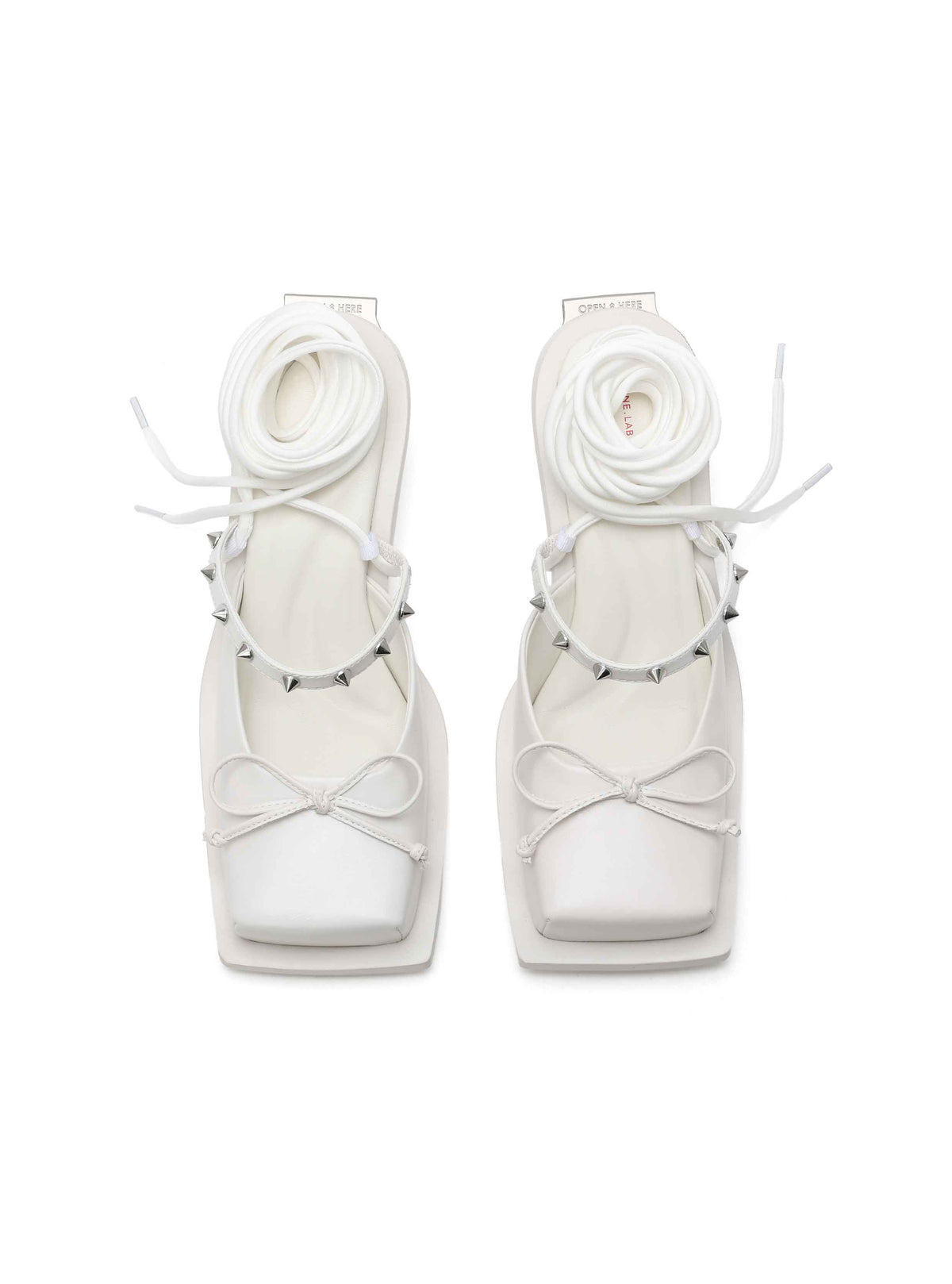 RHODANTHE Rose Lace-Up Mules White