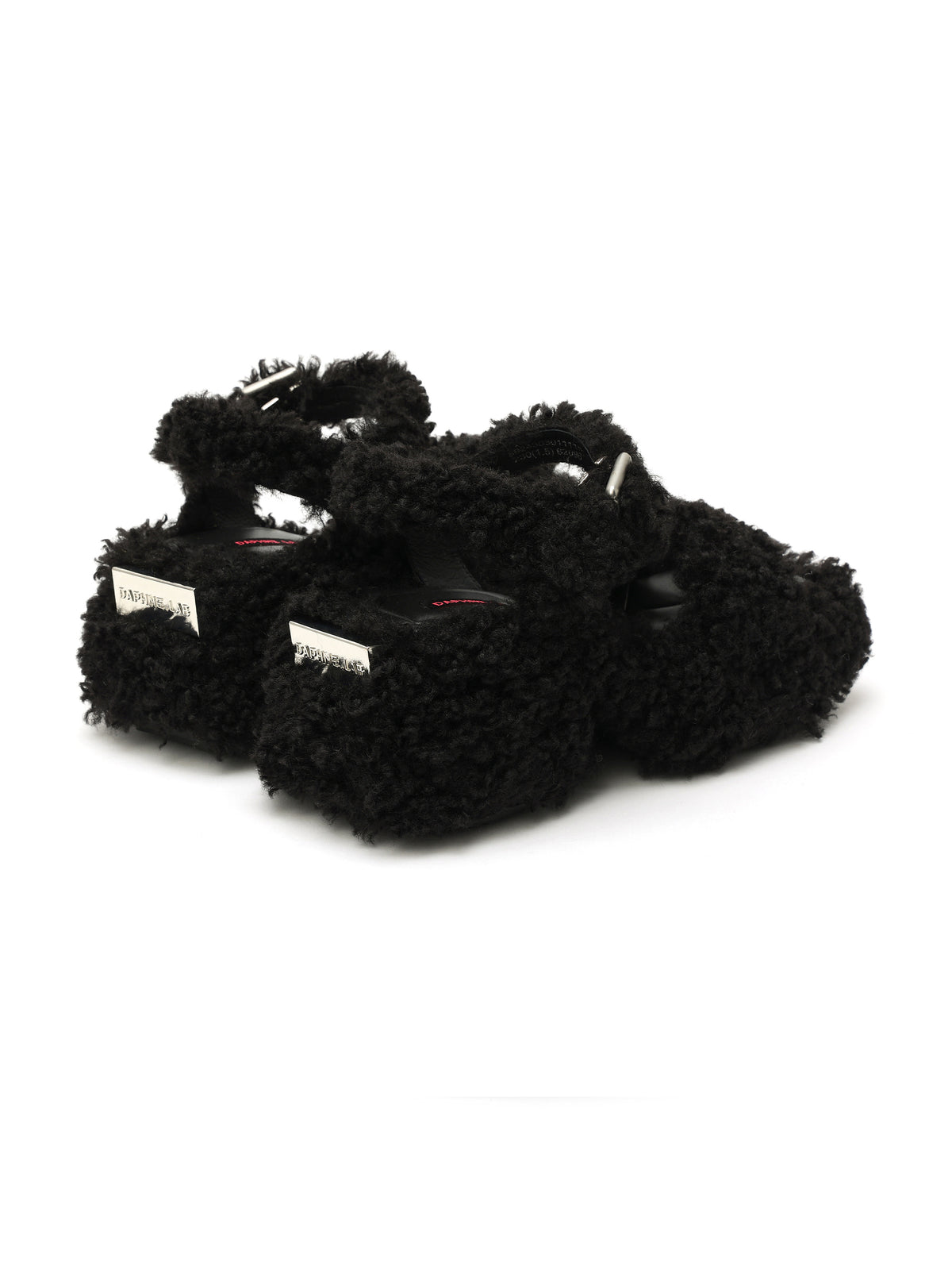 AMALTHEA Fell-Plateau-Sandalen Schwarz