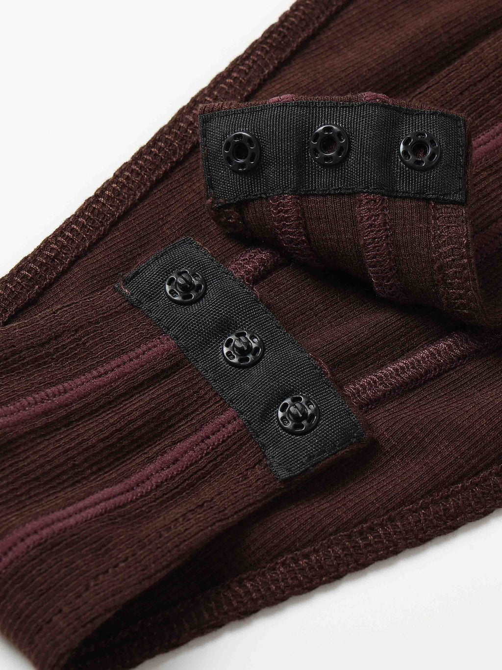 Contrast Seam Square-Neck Bodysuit Purple Brown