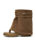 OENONE Zehenring-Stiefeletten Khaki-Braun