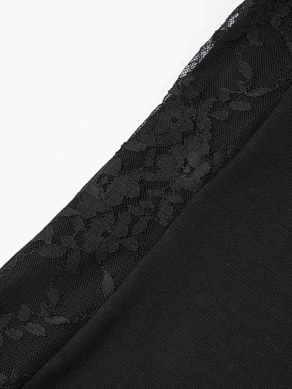 Lace Panel Off-Shoulder Top with Ruffle Scarf Black