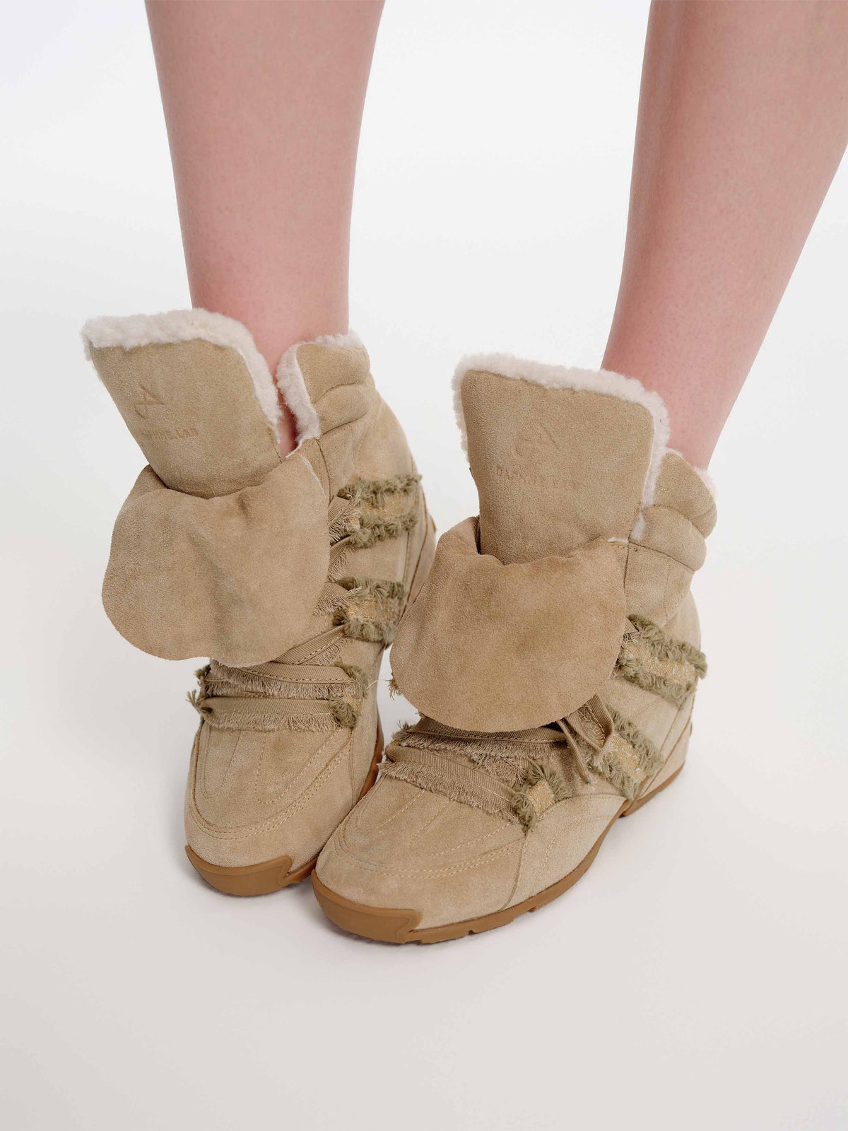 ARIADNE Distressed Wedge Sneakers Light Khaki