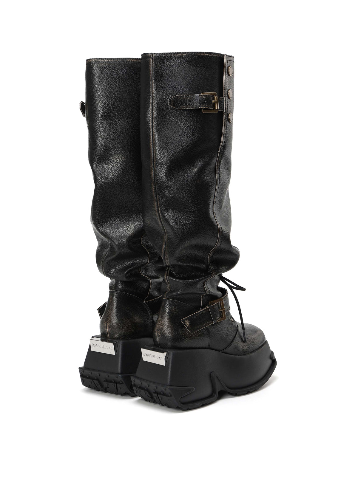 ARTEMIS Sculptural Platform OTK Boots Black