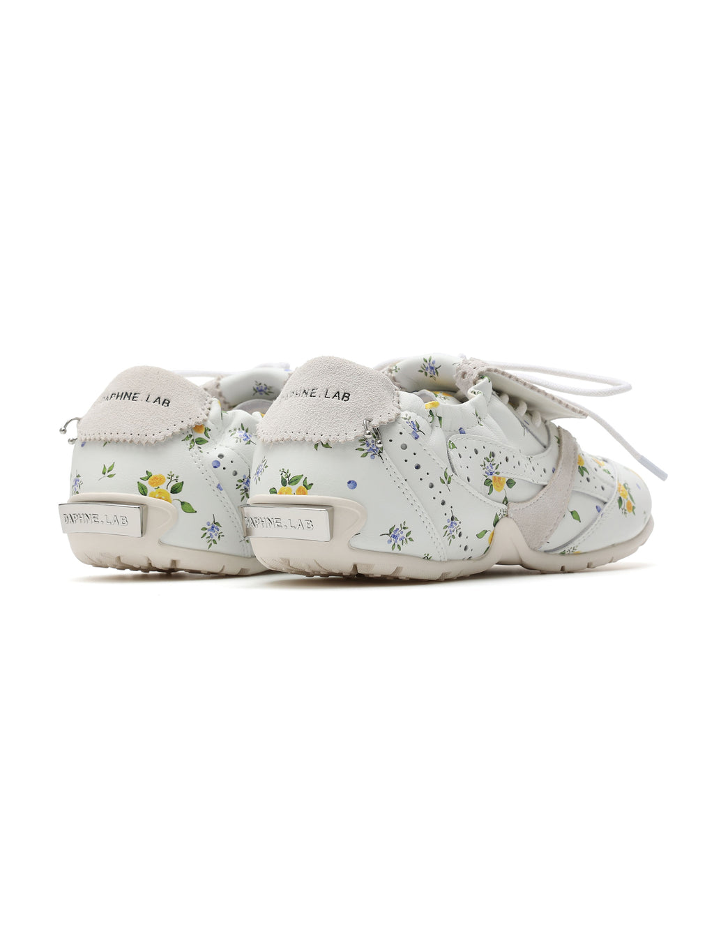 DIONE Fold-Over Tongue Trainers Ivory Floral