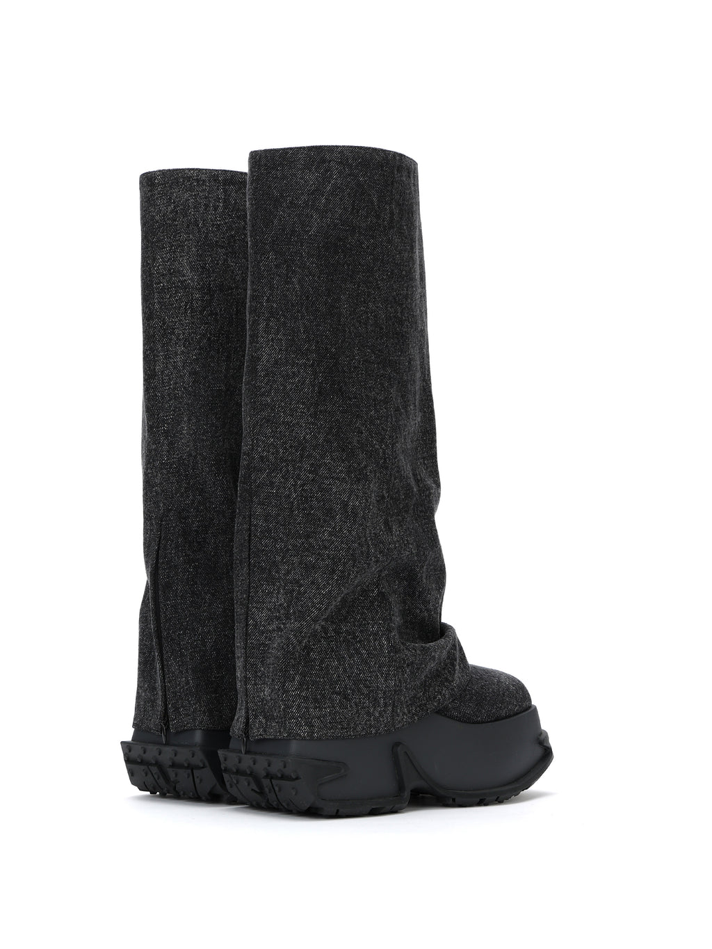 ERATO Zip-Gamaschenstiefel kniehoch aus schwarzem Denim