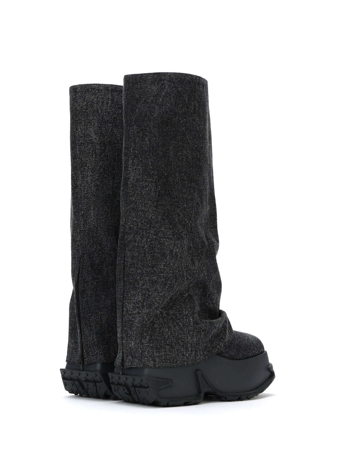 ERATO Zip-Gamaschenstiefel kniehoch aus schwarzem Denim