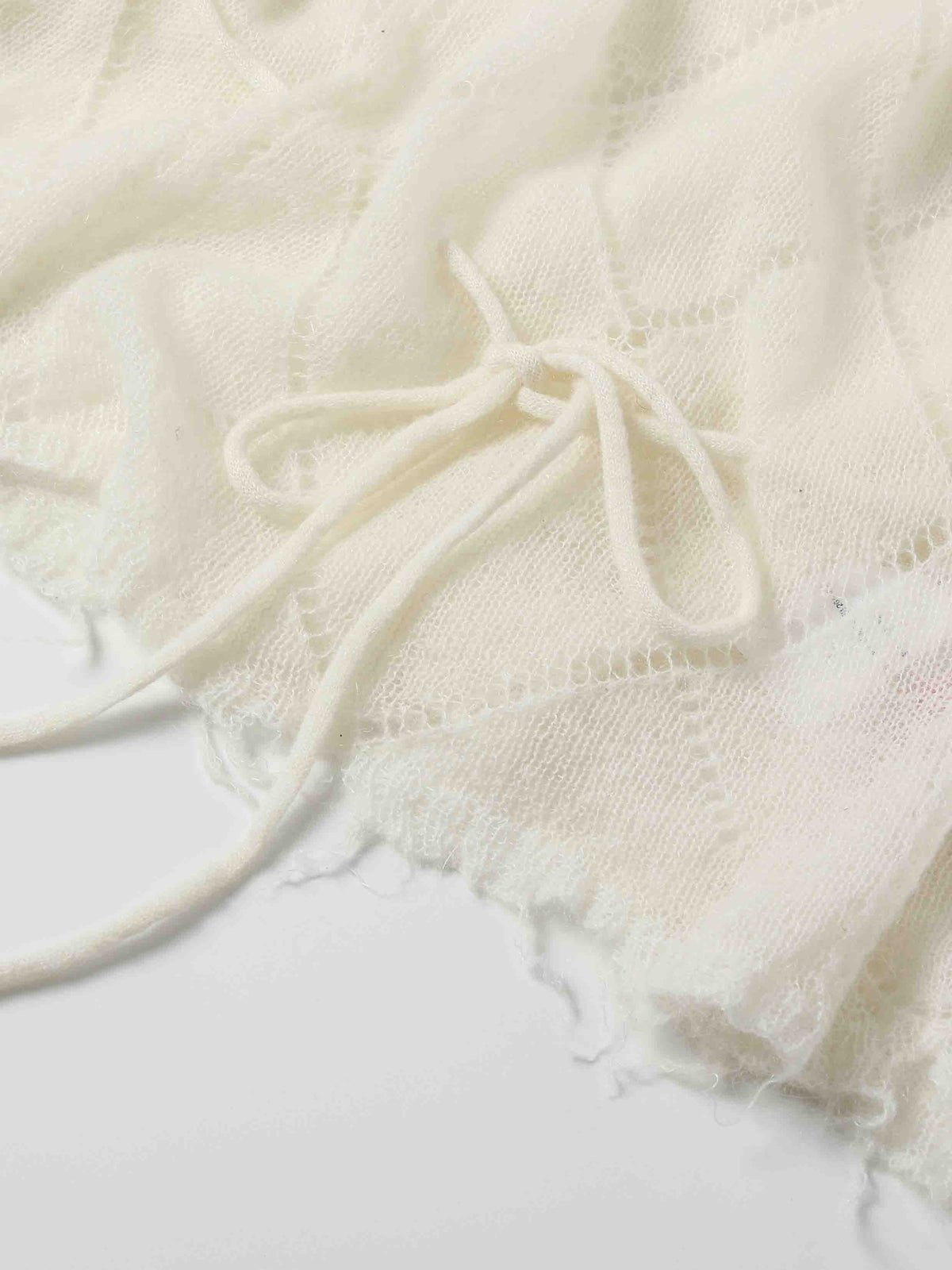 Asymmetric Off-Shoulder Mohair Knit Sweater Ivory White