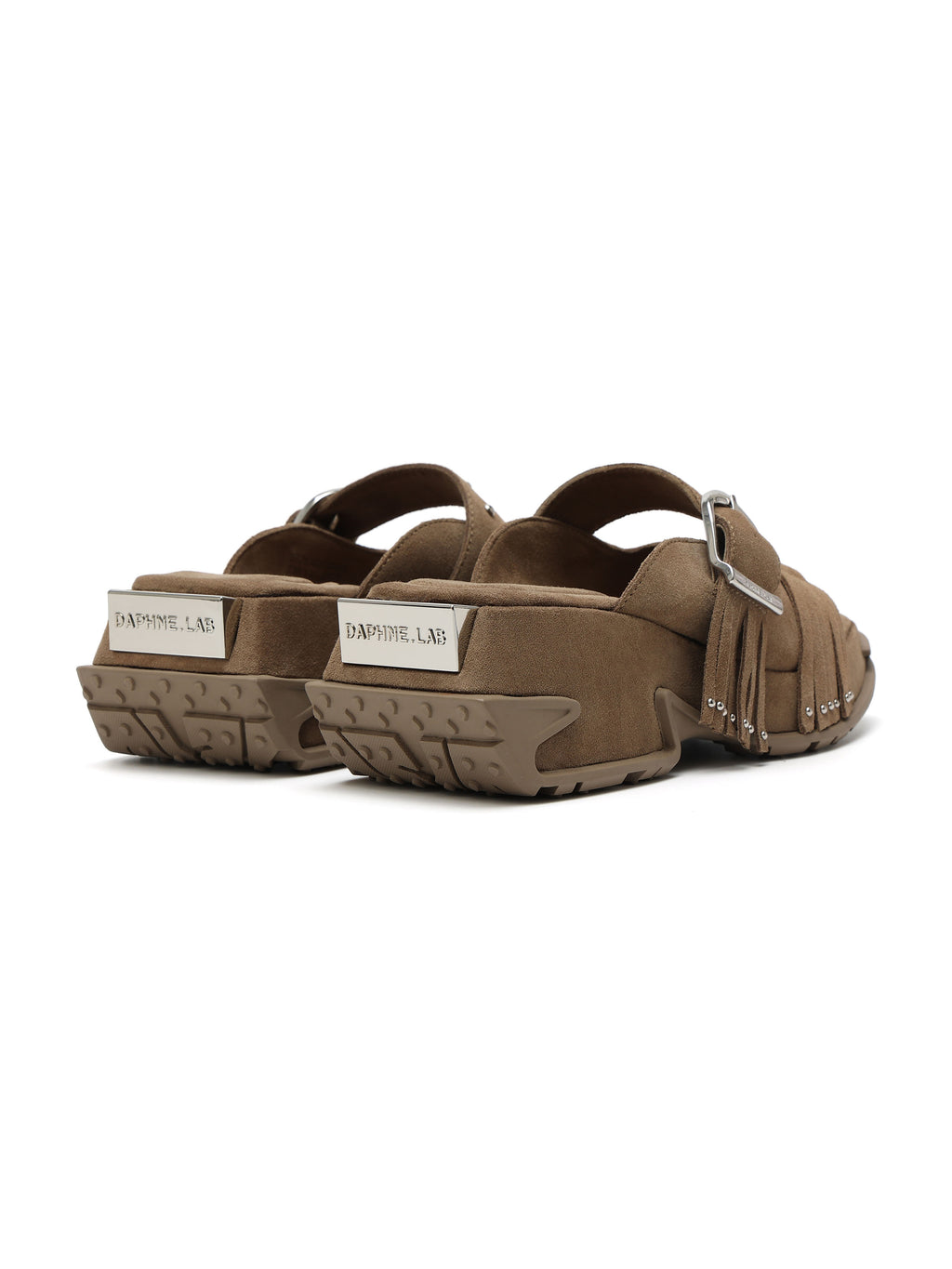 OREA Fringe Plateau-Sandalen Khakibraun