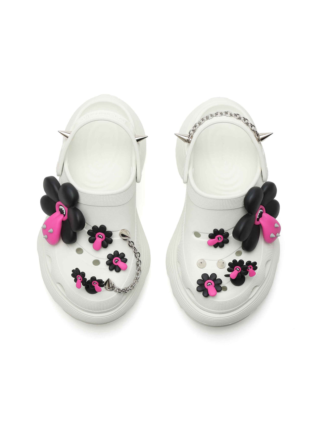 Daphne.Lab x BIGFAN | Tongue-Out Flower Platform Clogs White