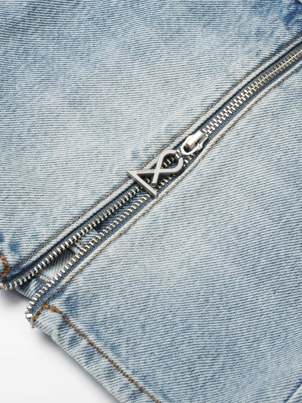Wide Waistband Zip Denim Skort Light Blue