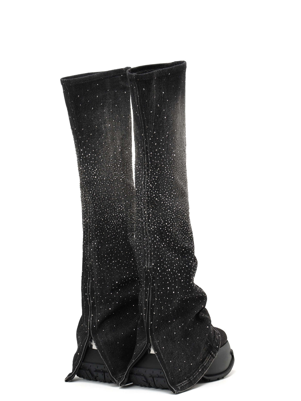 CASSIOPEIA Crystal Platform Gaiter OTK Boots Black Denim