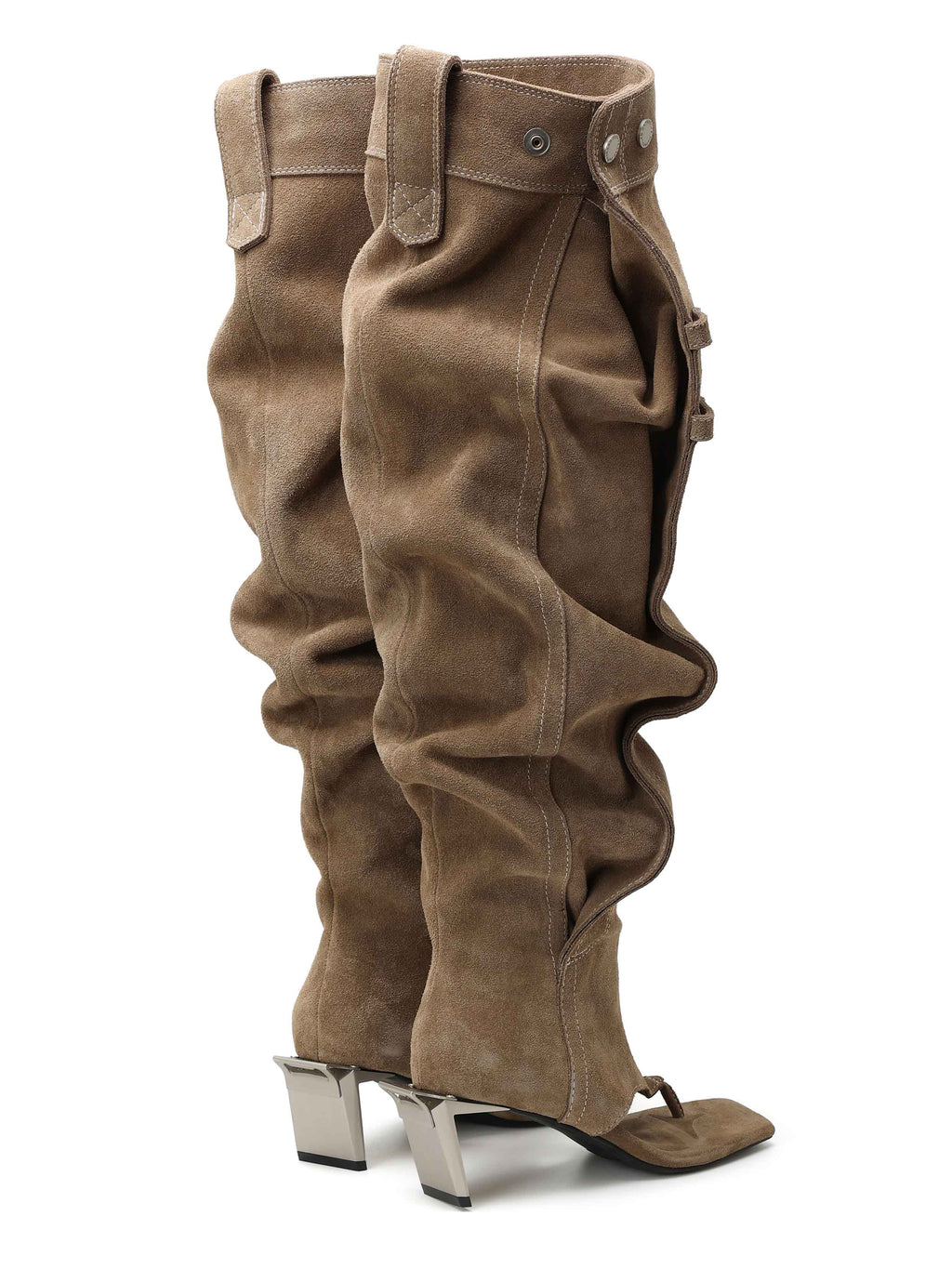 SALMACIS Suede Thong OTK Boots Khaki Brown