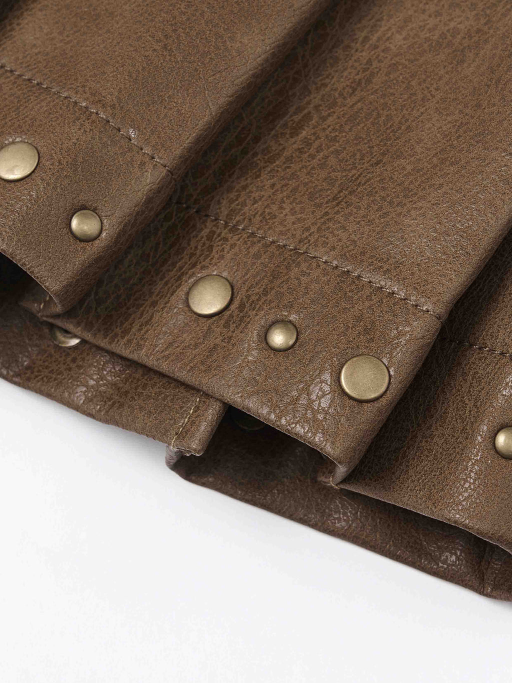 Studded Low-Rise Pleated Mini Skirt Cocoa Brown