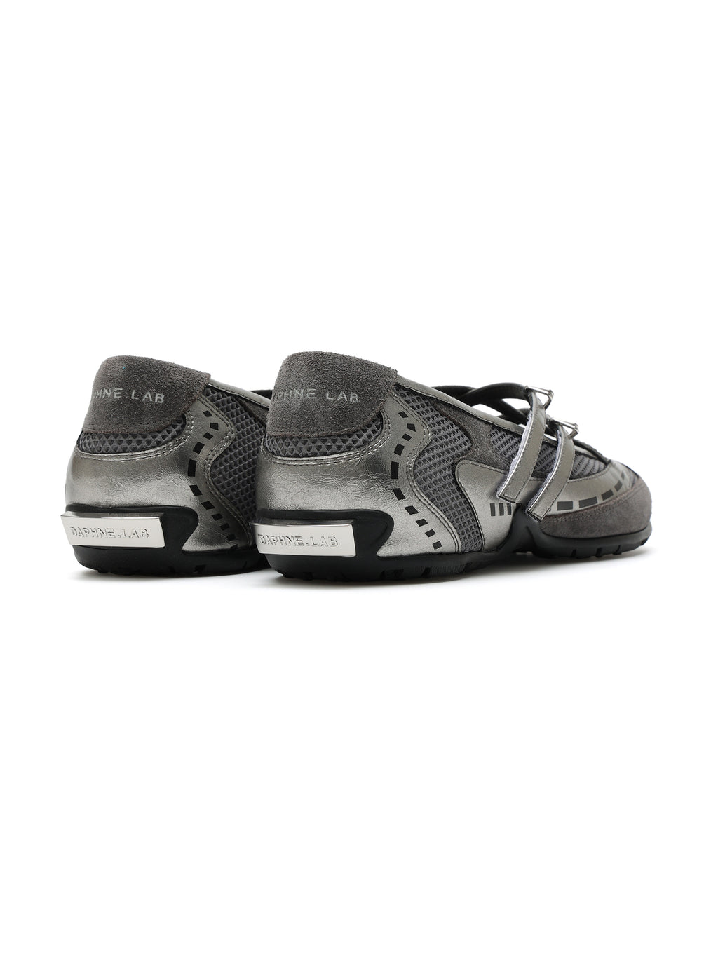 PHEME Ballerinas mit gekreuzten Riemen, Gunmetal-Silber