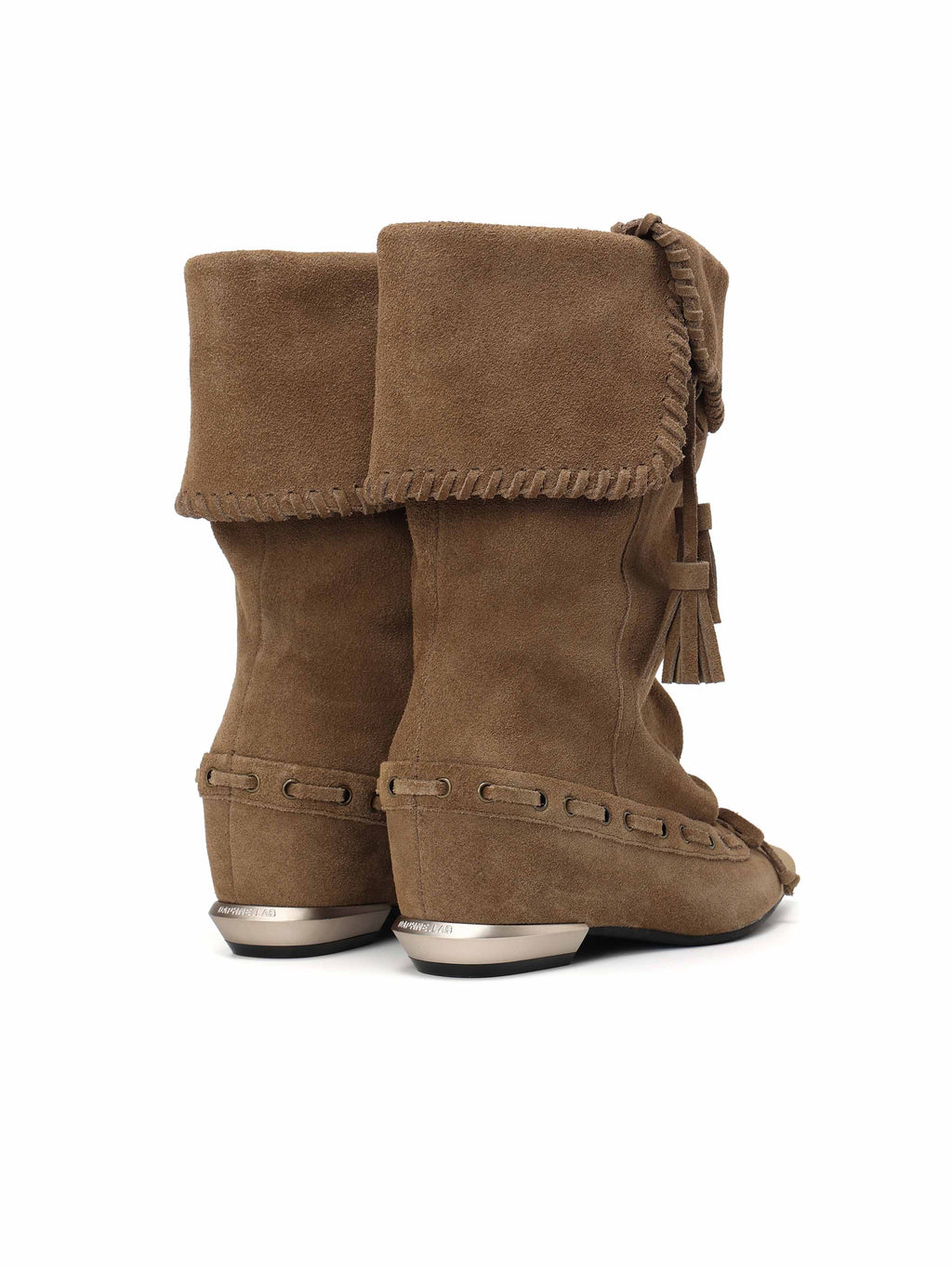 DANAE Fold-Over Tassel High Ankle Boots Khaki Brown