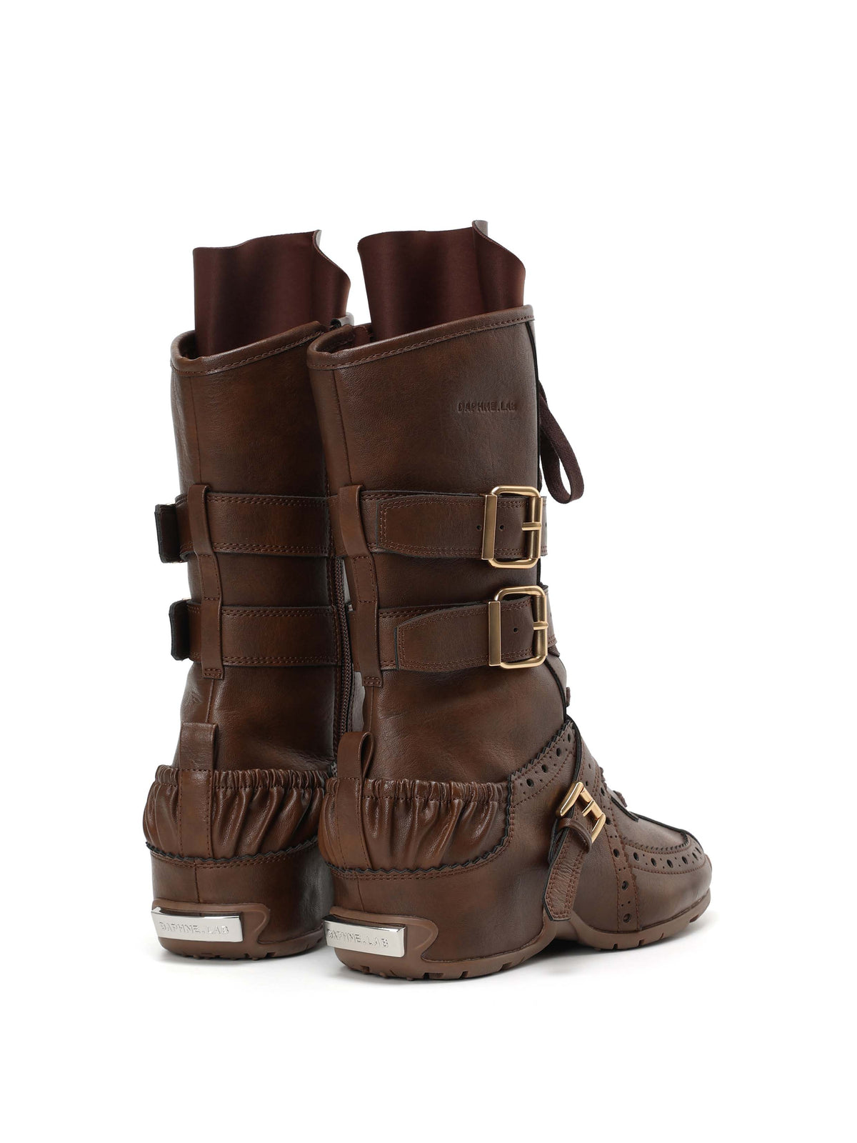 MEDEA Buckle Strap High Ankle Boxing Boots Cocoa Brown