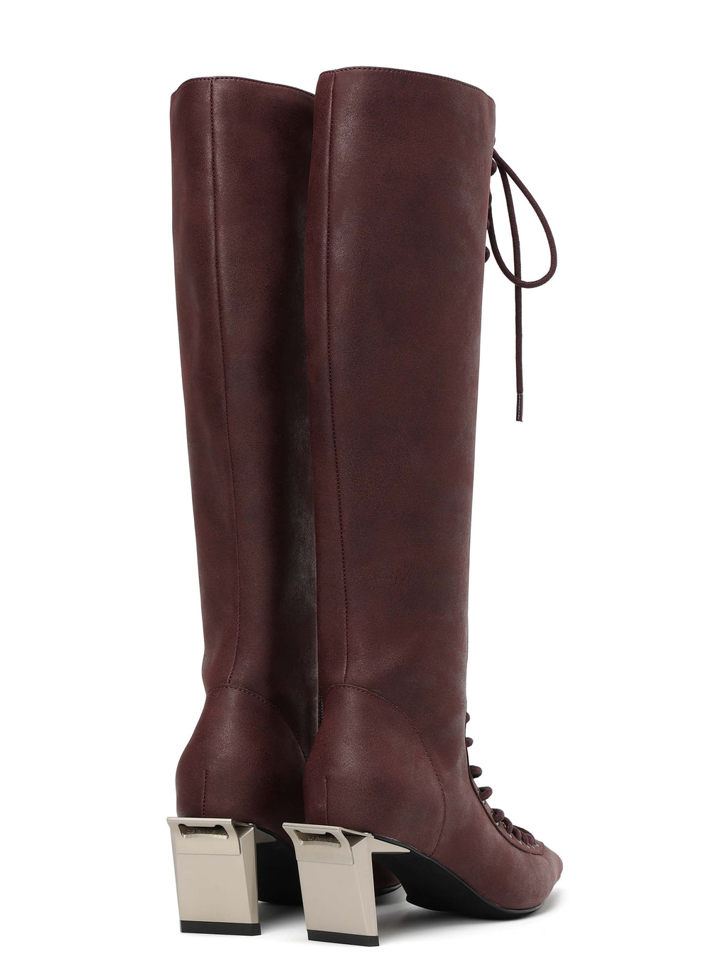 MELINOE Lace-Up Knee-High Boots Cocoa Brown