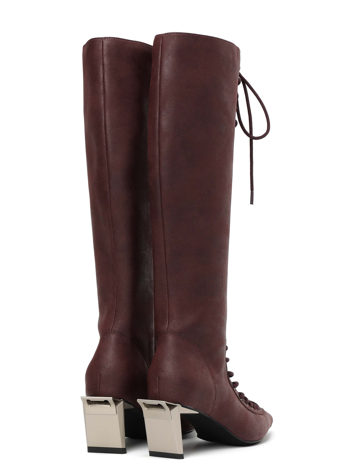 MELINOE Lace-Up Knee-High Boots Cocoa Brown