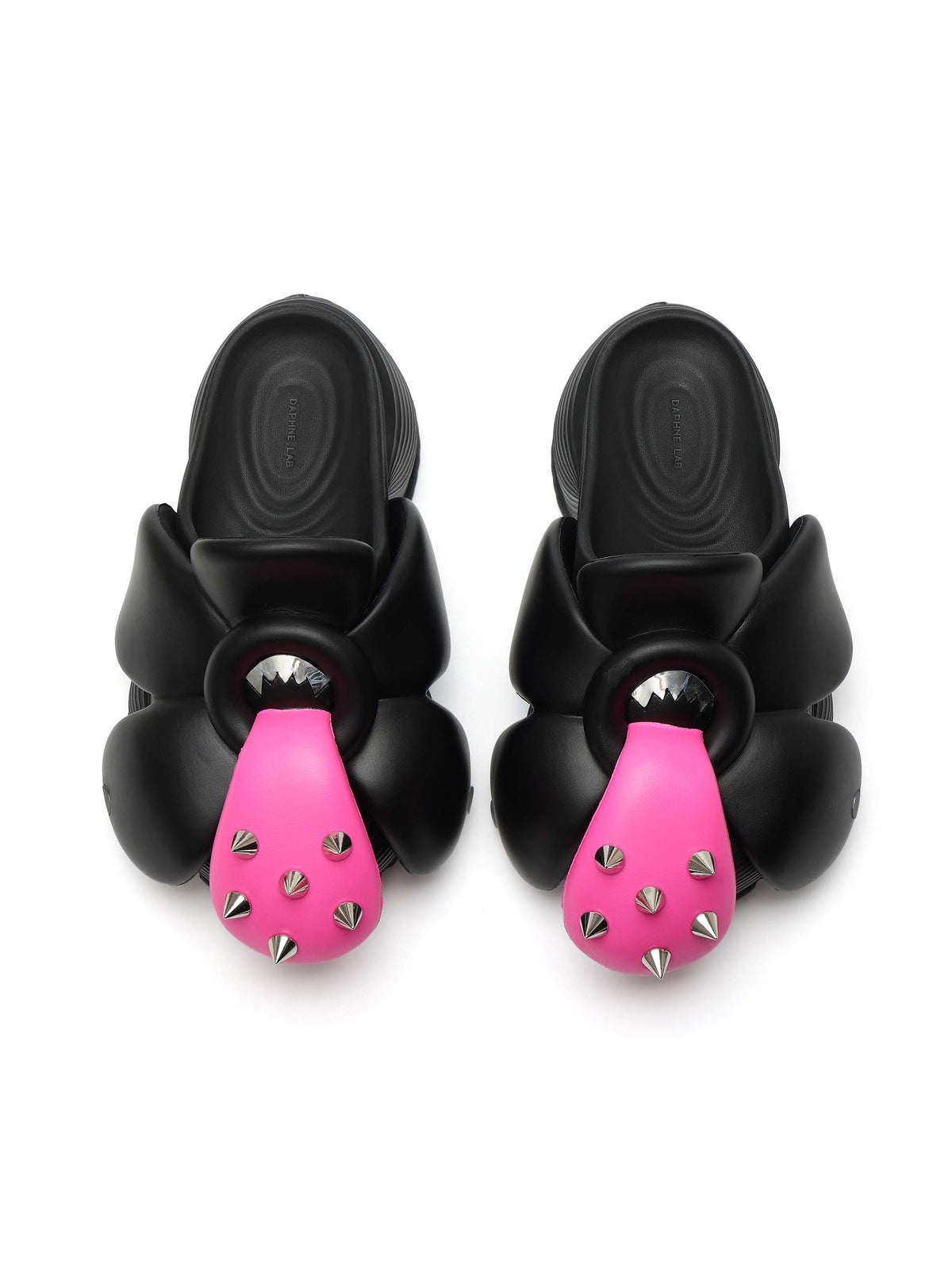 Daphne.Lab x BIGFAN | Tongue-Out Flower Slides Black