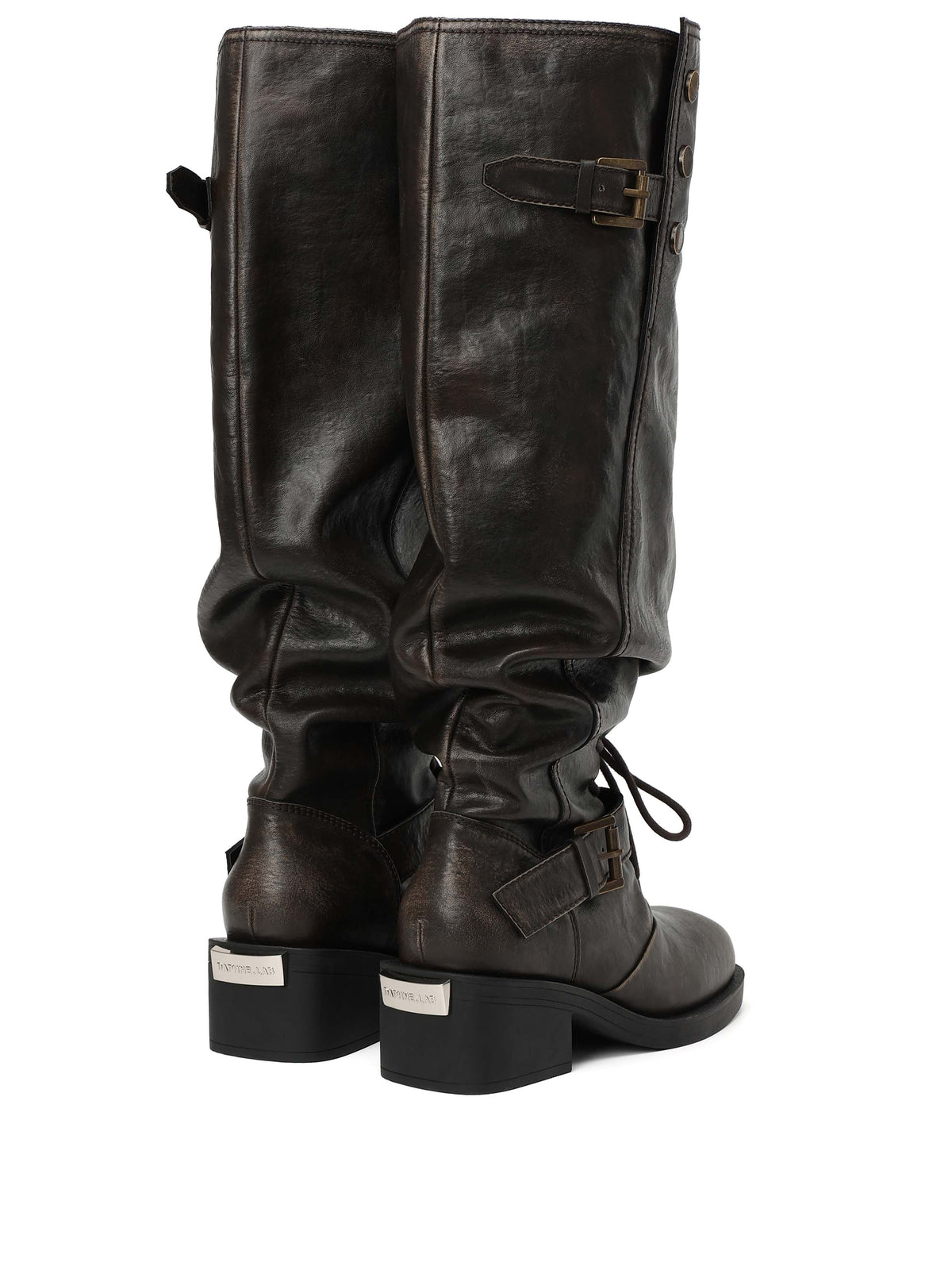 EIDOTHEA Convertible Knee-High Boots Distressed Black