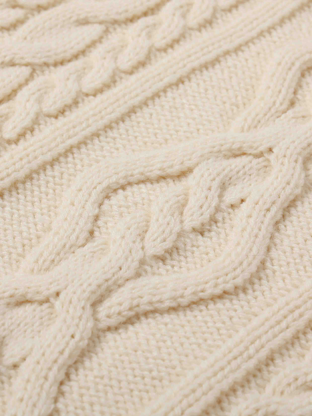 Asymmetric Cable-Knit Sweater Ivory White