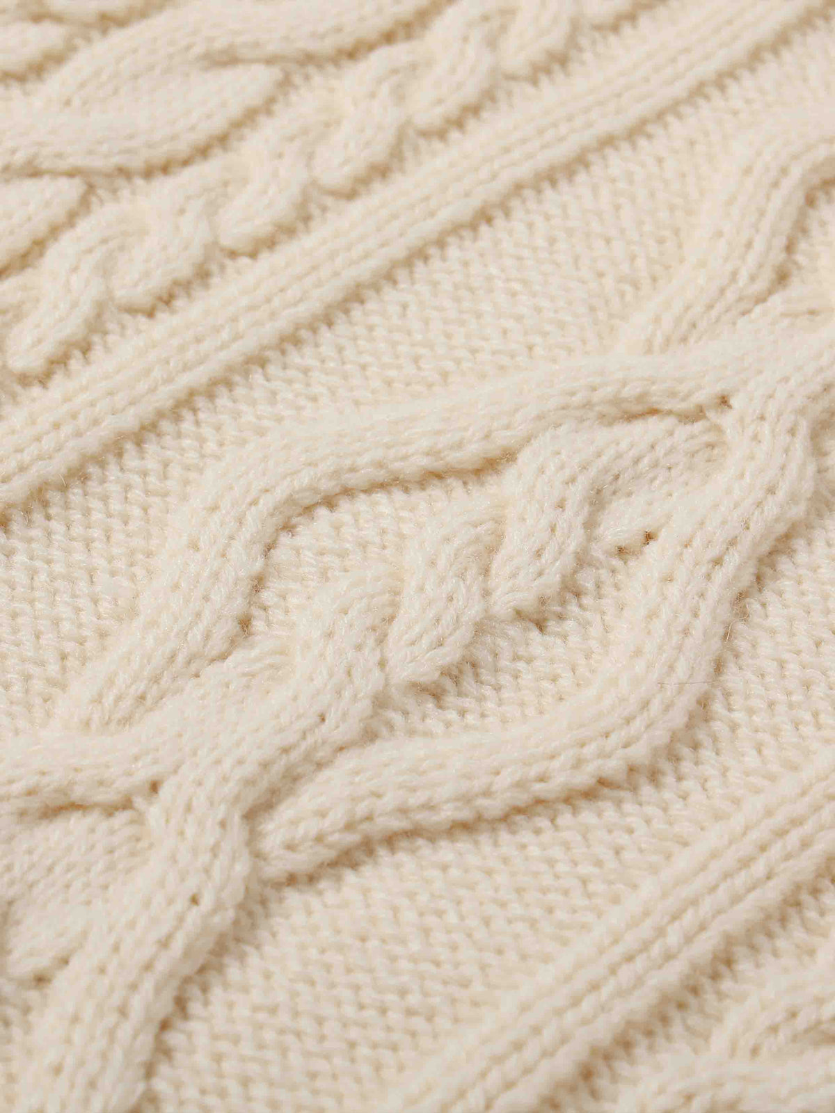 Asymmetric Cable-Knit Sweater Ivory White