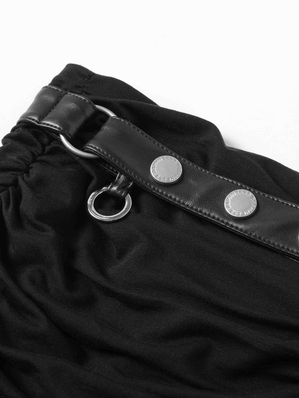 Ruched Asymmetric Chiffon Maxi Skirt Black